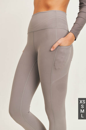 Laser-Cut and Bonded Essential Foldover Highwaist Leggings - Heather