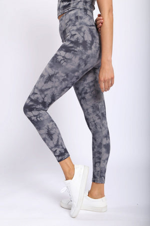 Tie-Dye Back Pocket High-Waisted Leggings - Black